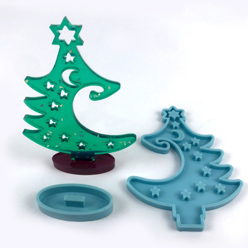 perfect Winter Tree Ring Holder Epoxy Resin Mold Assemble Christmas Tree Silicone Mould DIY Crafts Trinket Box Decorations Casting Tools