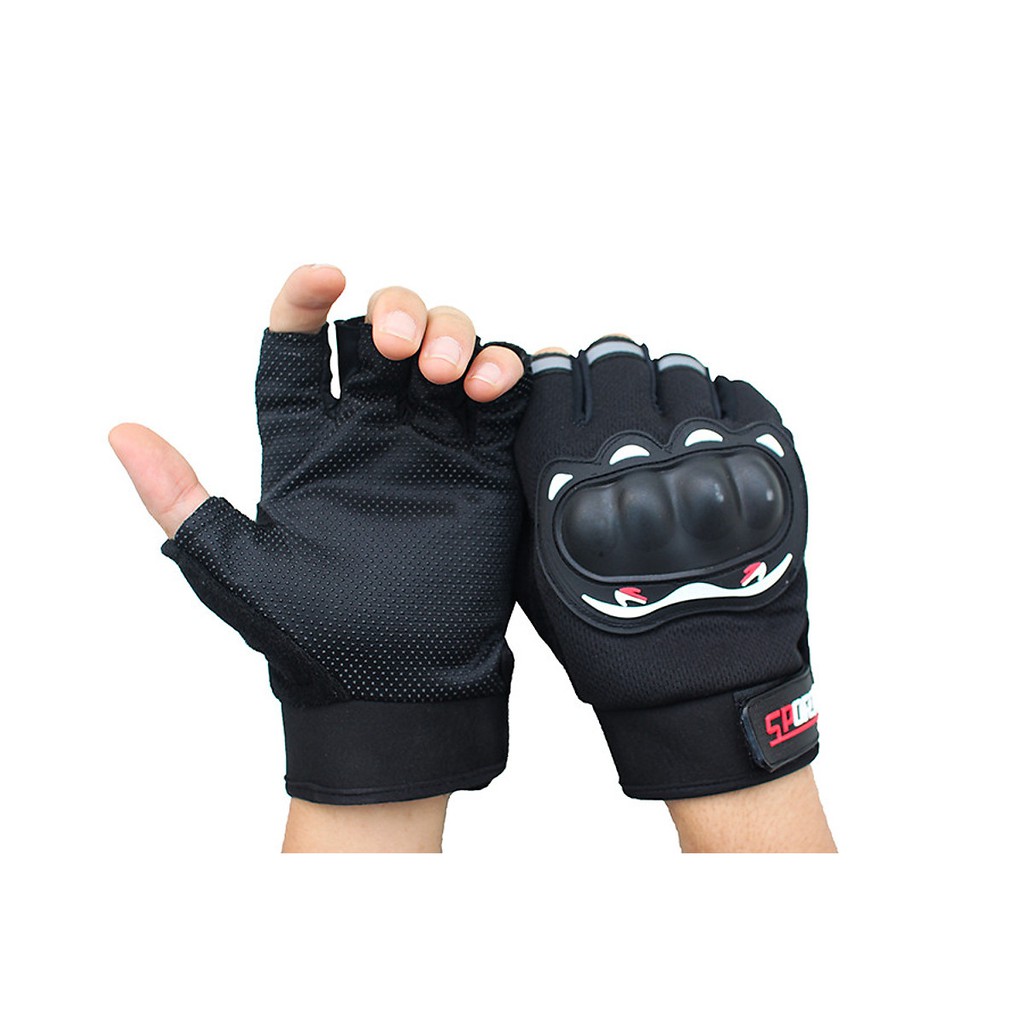 Găng Tay Nam Xỏ Ngón ZN01 - Chống Nắng, Cản Gió, Lớp Da Dưới Lòng Bàn Tay Bám Cực Tốt - Đen
