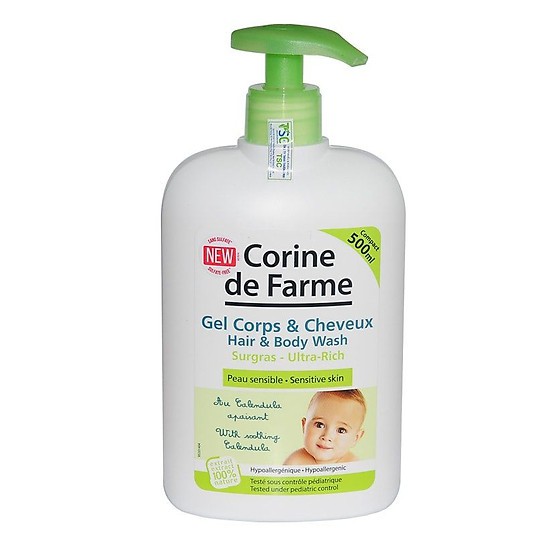 Gel Tắm Gội Cho Bé Corine De Farme Hair &amp; Body Wash 500ml