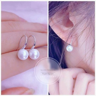 Bông Tai Bạc Ngọc Trai Nhân Tạo - Khuyên Tai Nữ Bạc Thật Xinh Xắn