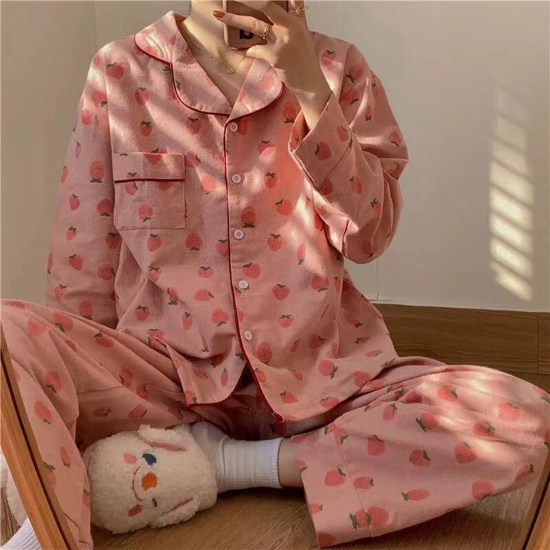 Bộ ngủ pyjama dài tay thu đông ,đồ mặc ở nhà hàng quảng châu