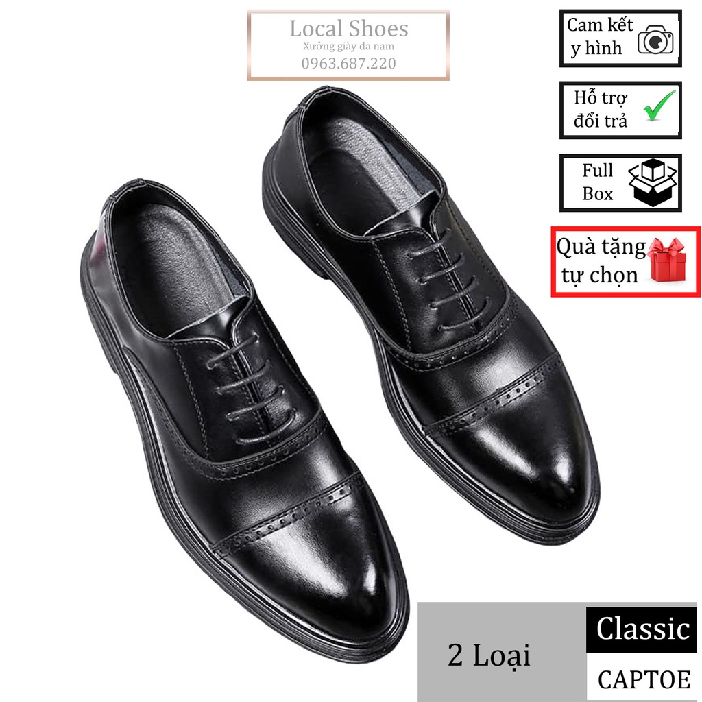 Giày Oxford nam da bò, giày buộc dây nam