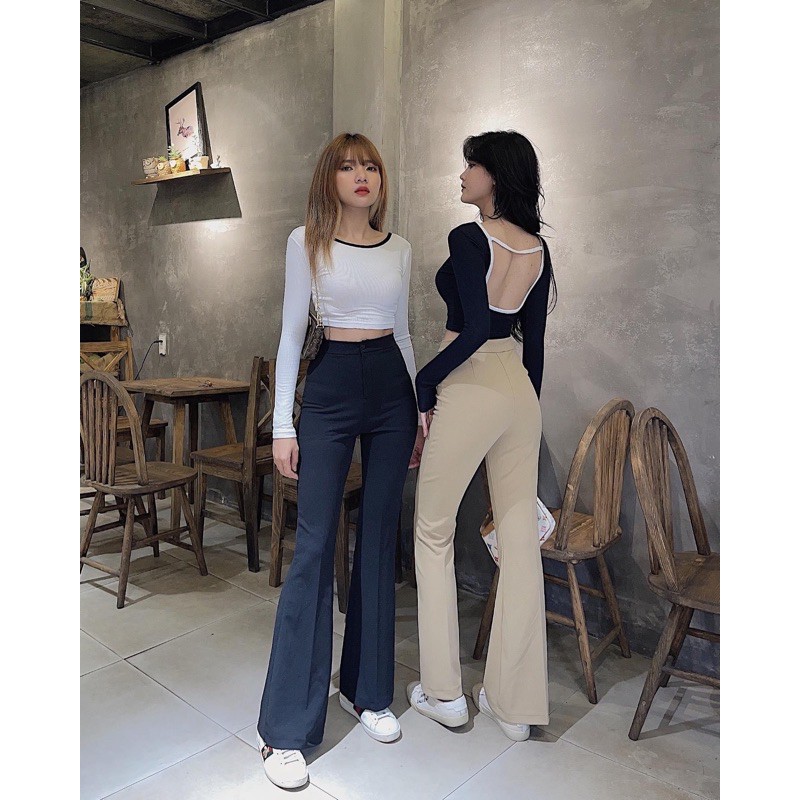 Áo Croptop Khoét Lưng Tay Dài
