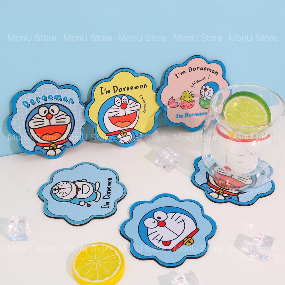 Đế lót ly, cốc hình DORAEMON DOREMON thấm nước dễ thương cute MON0390 TooYoo