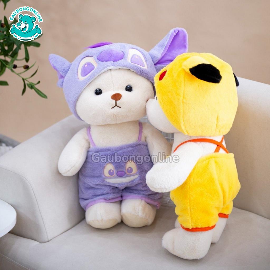 Gấu Bông Lena Teddy Đội Mũ Đeo Yếm Cosplay Lotso, Stitch, Pikachu Dễ Thương Xinh Xắn, Gấu Bông Online Cao Cấp