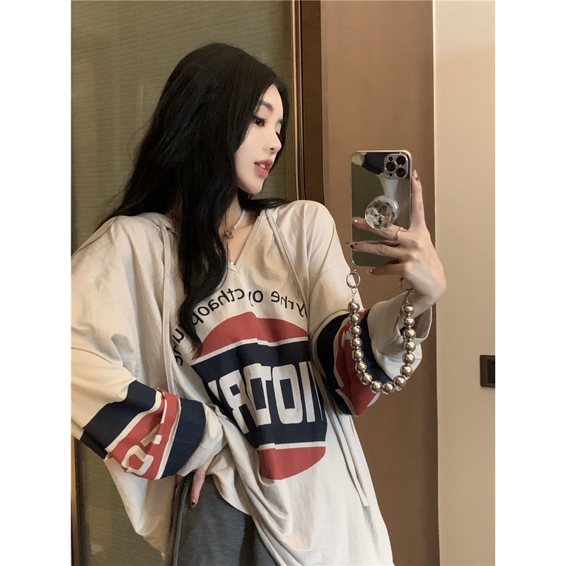 Jiashucheng Áo Hoodie Tay Dài In Chữ Phong Cách Hàn Quốc Dành Cho Nữ