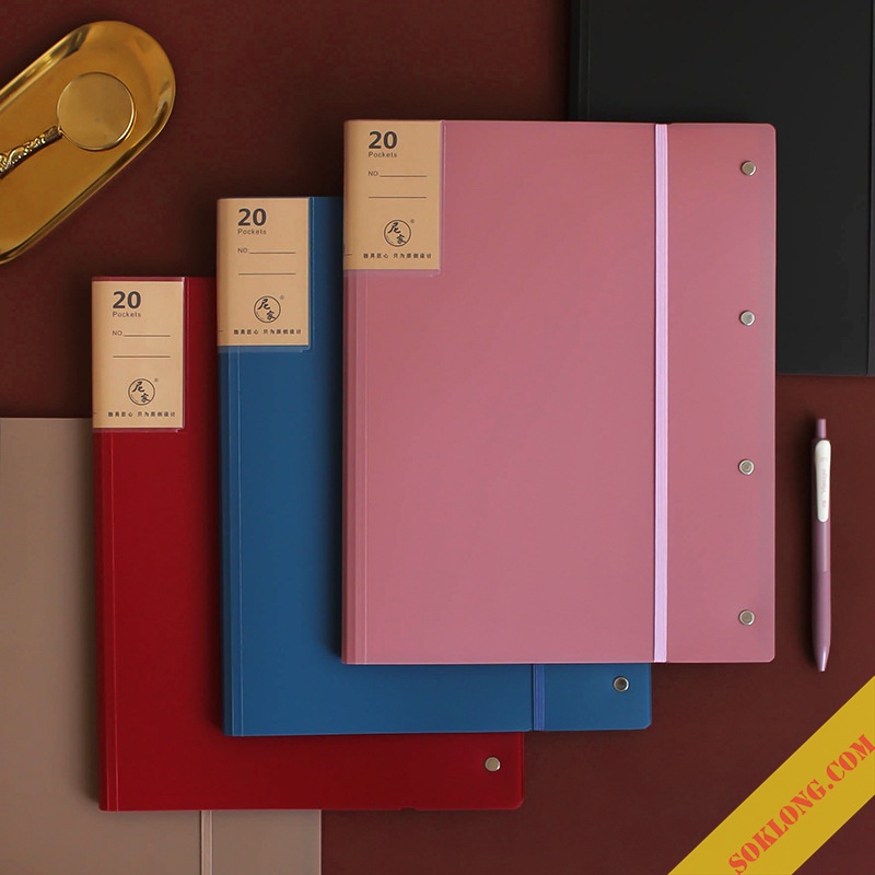 File lá bìa đựng hồ sơ màu Retro K56 size A3 20 ngăn bảo quản hồ sơ tài liệu tiện lợi