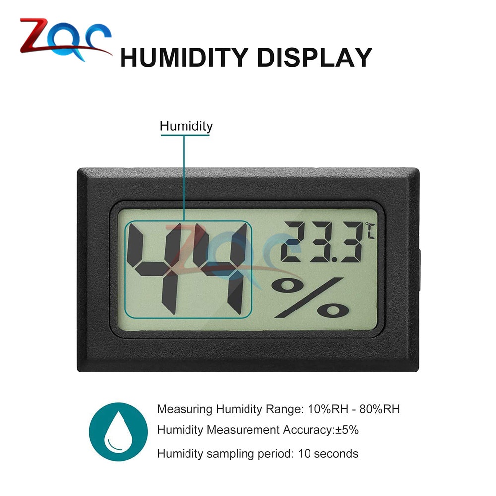 Đồng Hồ Đo Nhiệt Độ/Độ Ẩm Màn Hình LCD Kỹ Thuật Số - 50-70 C 0-100% Rh Chất Lượng Cao