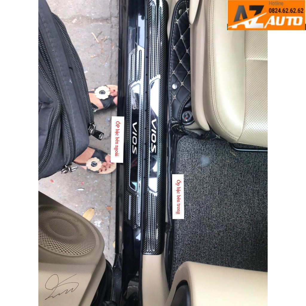 Ốp bậc cửa , Nẹp Bước Chân Toyota Vios 2019 - 2022 Trong, Ngoài Hàng carbon