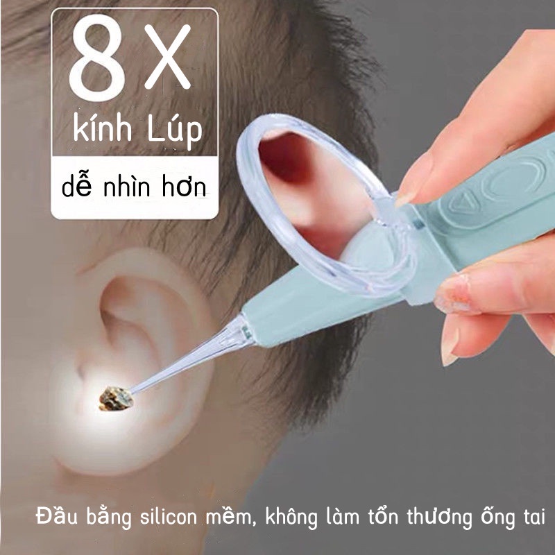 Dụng cụ lấy ráy tai đầu mềm bằng silicon có đèn chiếu sáng an toàn cho bé