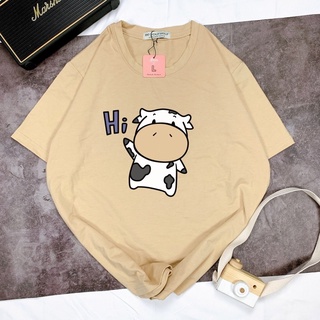 Áo Thun Tay Ngắn UNISEX in Decal CON BÒ HI - Hình chụp thật (Đủ size M-L-XL)