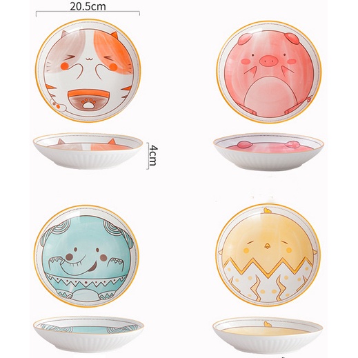 Set chén dĩa bát đĩa 3 món hình con vật kute cho các bé ăn dặm