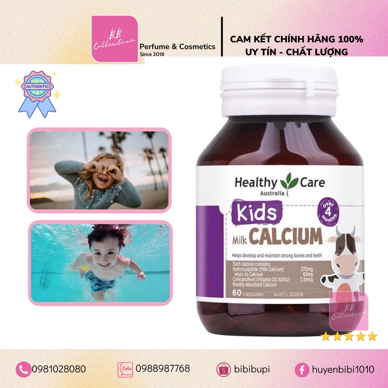 [Có Tem Chemist] Canxi Sữa Milk Calcium Healthy Care 60 viên - Xuất xứ Úc