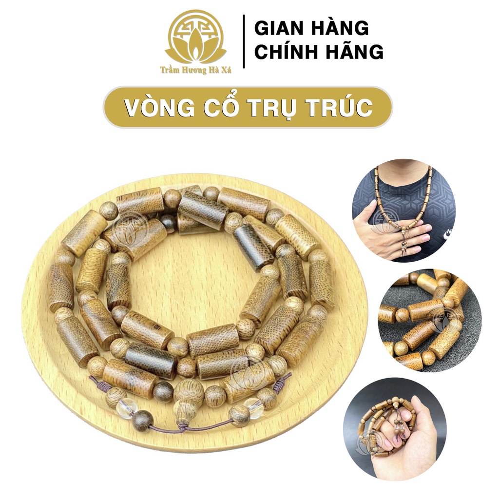 Vòng đeo tay vòng cổ Trầm Hương Hà Xá trụ trúc mix đá 8li bình an và tài lộc