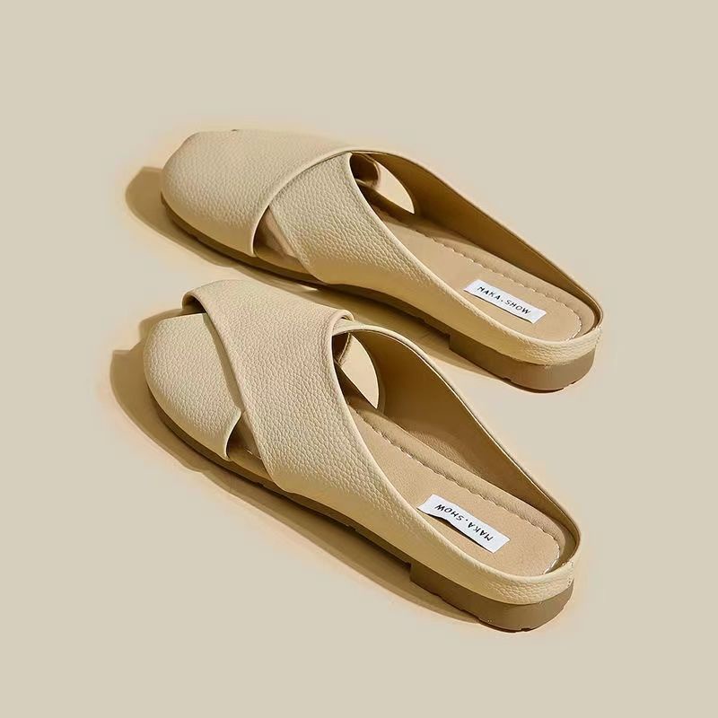 Dép Da Thật Đế Mềm Thiết Kế Đơn Giản Phong Cách Hàn Quốc Dễ Thương Cho Nữ