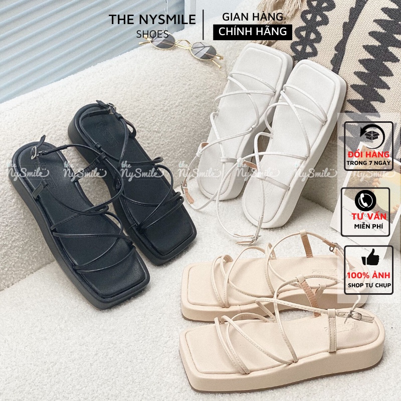 Giày Sandal 3p đế bánh mì quai chéo mảnh - THENYSMILE - BADO