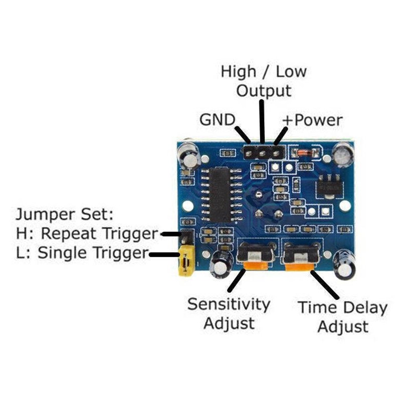 HC-SR501 Điều chỉnh Mô-đun cảm biến chuyển động PIR hồng ngoại nhiệt điện IR cho arduino cho bộ dụng cụ pi mâm xôi HC-SR501 Điều chỉnh mô-đun PIR hồng ngoại nhiệt điện Hồng ngoại mô-đun cảm biến chuyển động