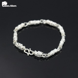 Lắc Tay Bạc Nam Đầu Rồng Trụ Tròn 15,03g 20cm Chất Liệu Bạc Ý Cao Cấp - Ganes Silver