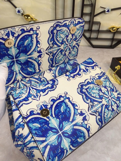 Túi Xách Dolce@Gabbana Màu Xanh Cực Đẹp Size 25 cm