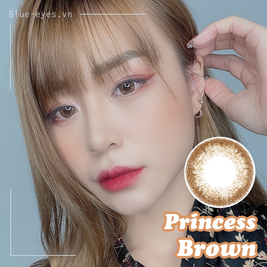 Kính áp tròng Hàn Quốc Blue Eyes - Lens cận thời trang màu nâu trầm baby - PRINCESS BROWN - made in Korea