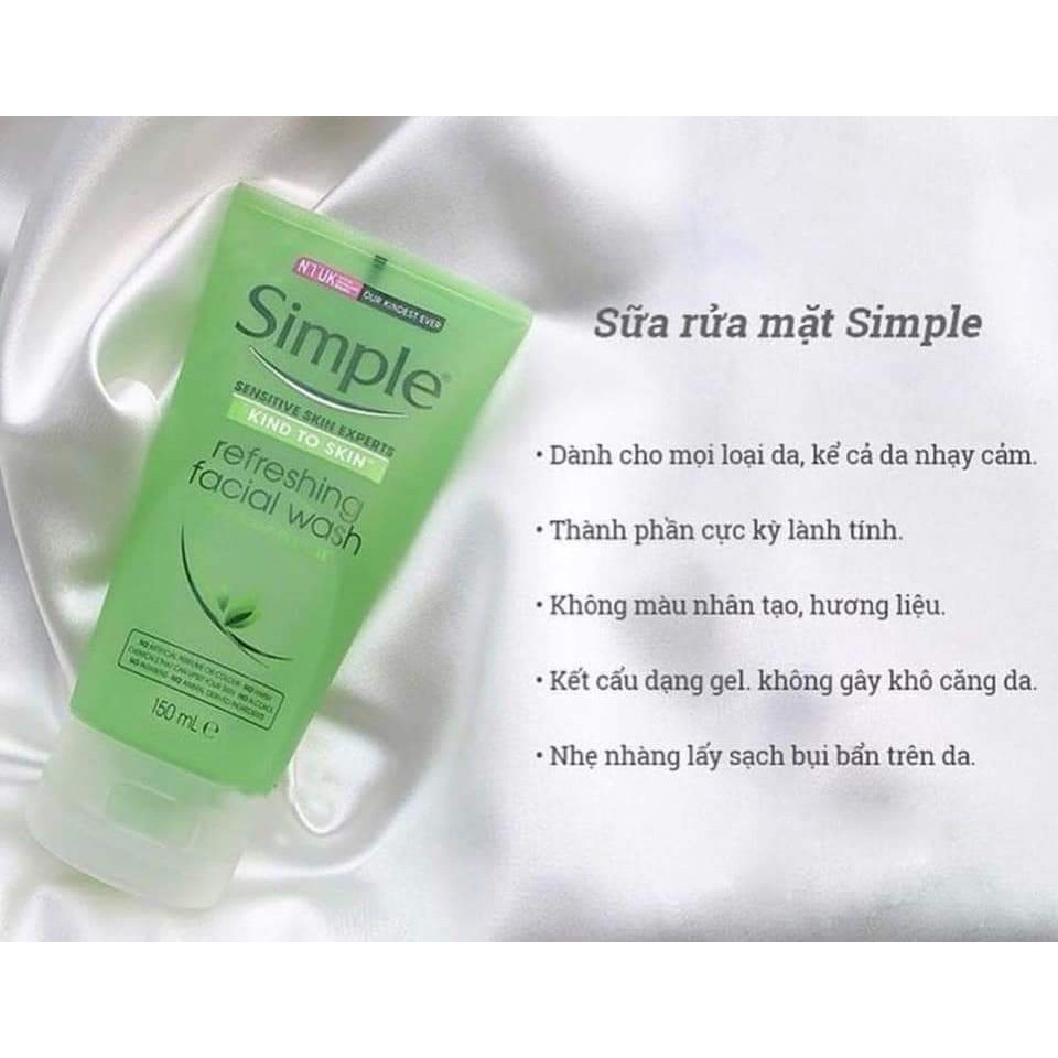 Sữa Rửa Mặt 💖FREESHIP💖 Sửa Rửa Mặt Simple Sáng Da Ngừa Mụn