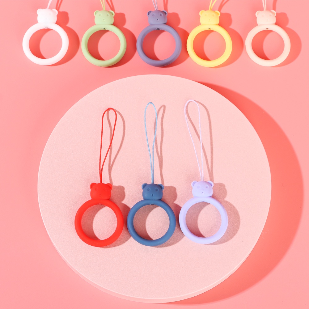 Dây treo điện thoại bằng silicone dẻo chống mất trang trí gấu hoạt hình đáng yêu