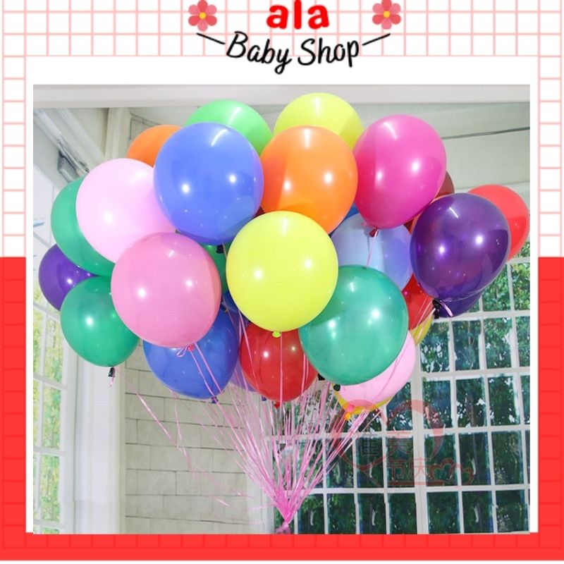 Set 100 quả bóng bay nhũ tròn nhiều màu hàng đẹp loại to size 30 cm để trang trí tiệc (ALA: 23)