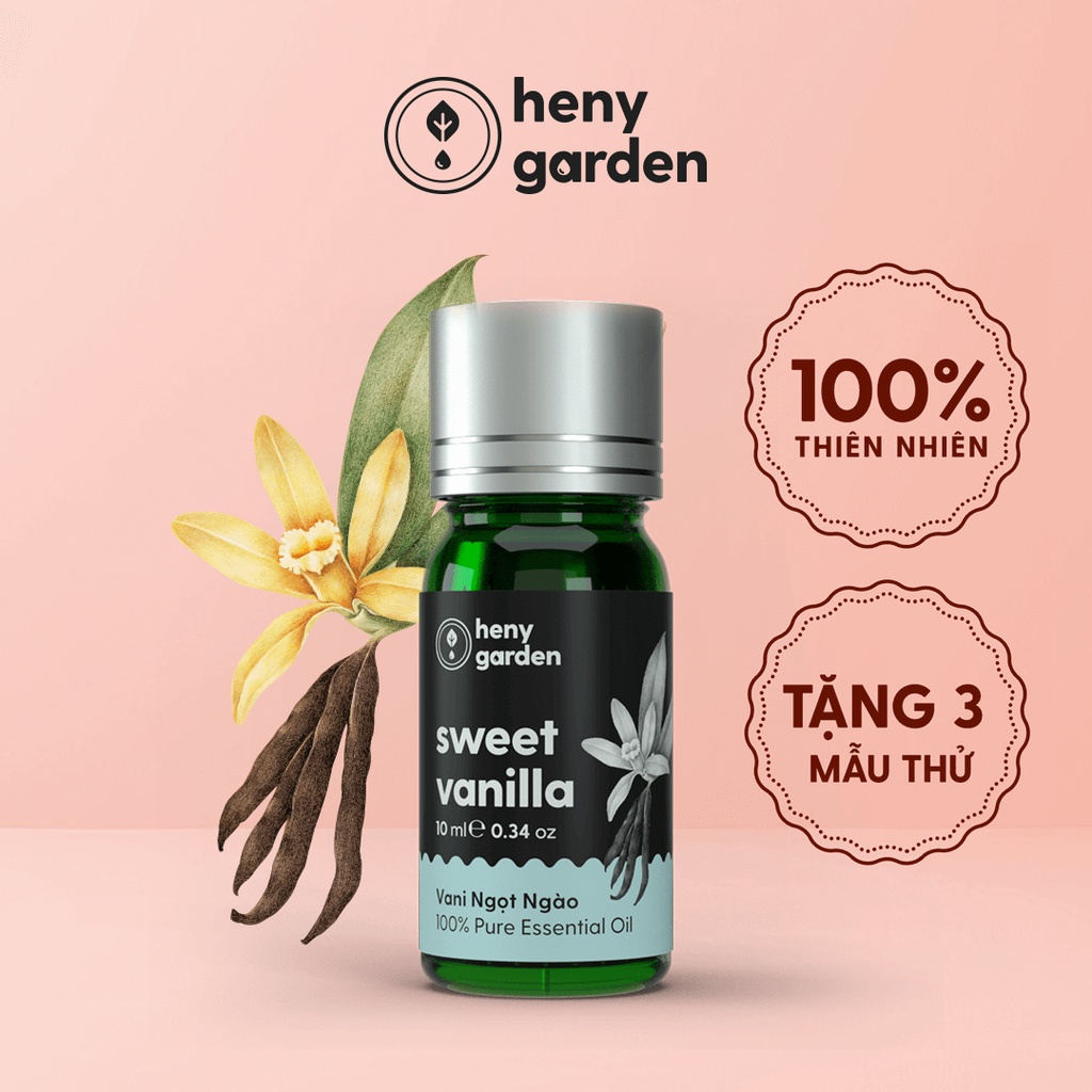 Tinh Dầu Vani Organic Nguyên Chất Đậm Đặc Xông Thơm Phòng, Làm Nến Thơm Thiên Nhiên, Giúp Dễ Ngủ Heny Garden 10mL