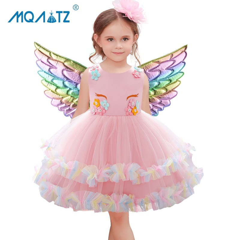 Mqatz Đầm Công Chúa Nhiều Màu Sắc Họa Tiết Kỳ Lân Cho Bé Gái Sơ Sinh 1 Tuổi 0-5 Tuổi djs025
