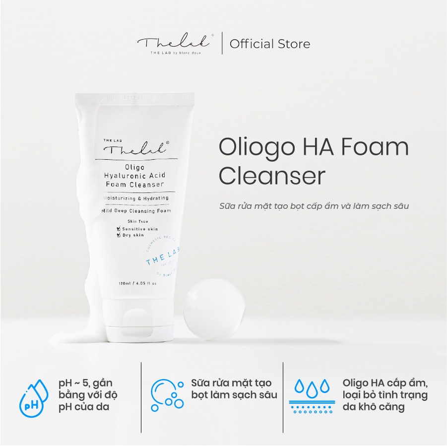 Sữa Rửa Mặt Tạo Bọt Dịu Nhẹ Dành Cho Da Khô Và Da Nhạy Cảm The Lab Oligo Ha Foam Cleanser 120ml