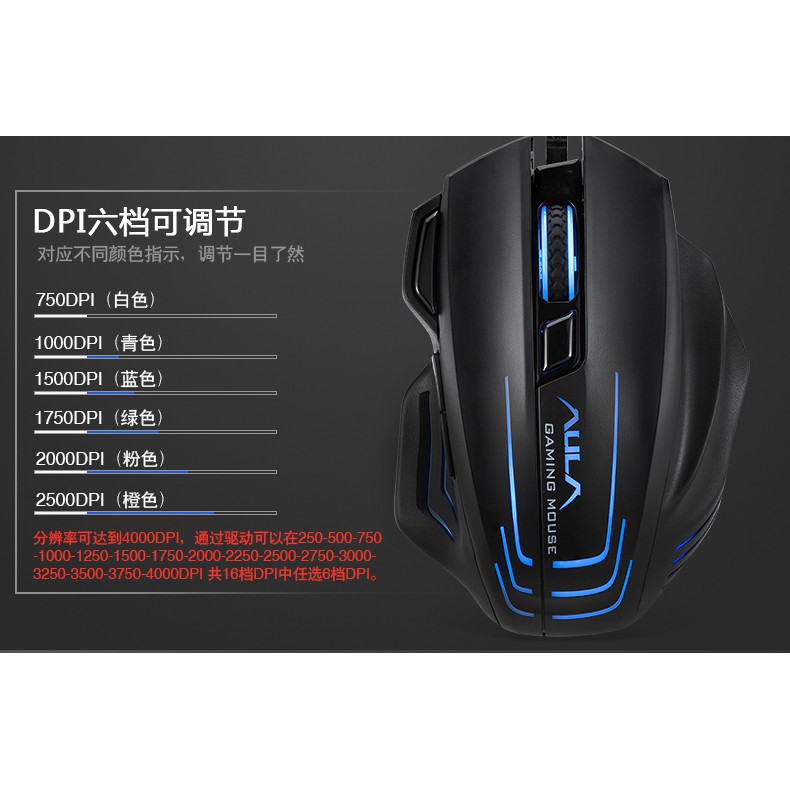 Chuột cân bằng AULA S18 7 phím 6 DPI cao cấp cho game thủ