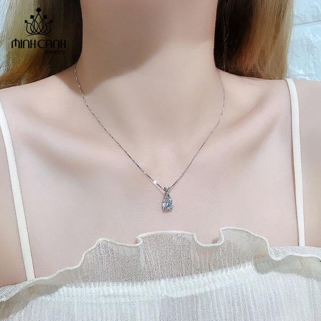 Dây Chuyền Bạc Minh Canh Jewelry Chữ X Đính Đá Dưới