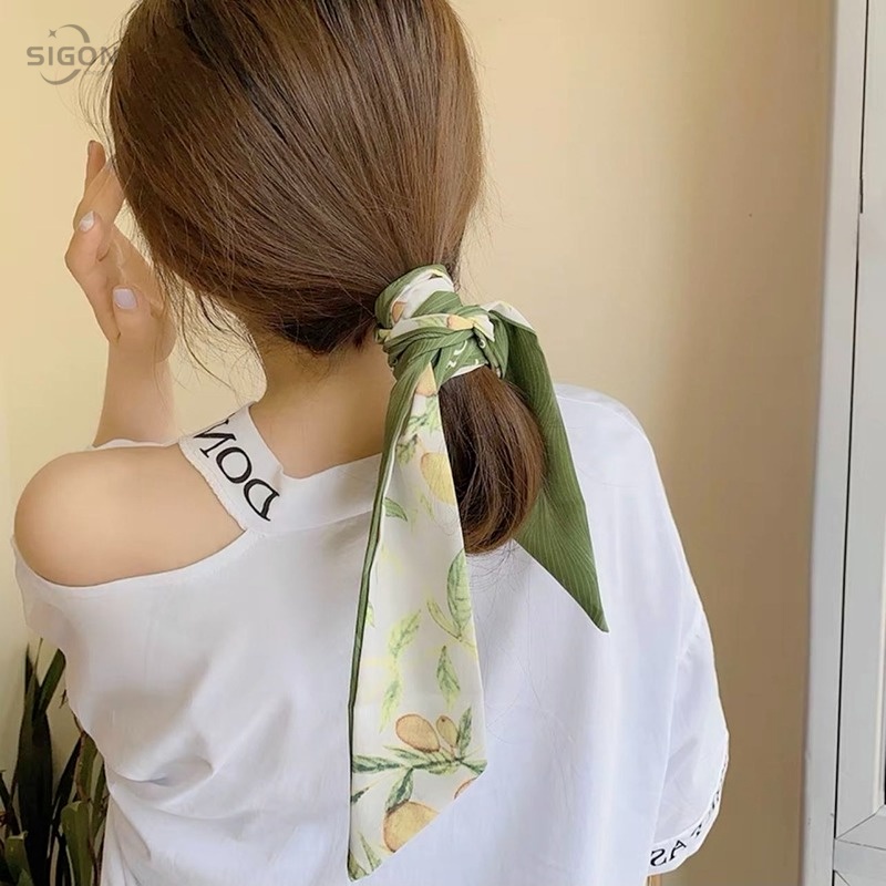 Dây Cột Tóc Bằng Lụa Mỏng Họa Tiết Trái Cây Xinh Xắn Cho Nữ