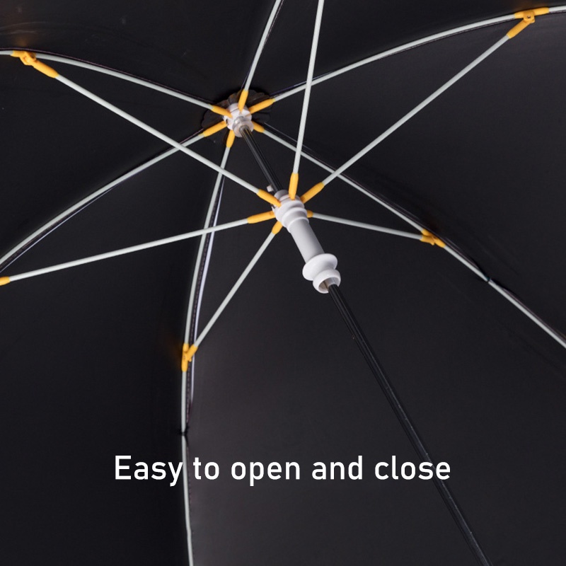 Dù Che Mưa Nắng Tay Cầm Dài Bằng Nhựa Màu Đen Họa Tiết Hoạt Hình Sáng Tạo Cho Trẻ Em