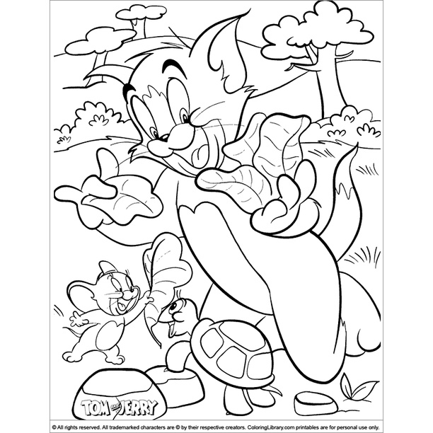 Bộ 53 giấy Tô màu Tom và Jerry, tranh tô màu Mèo và Chuột dành cho trẻ em, tranh tô màu khổ A4 dành cho bé