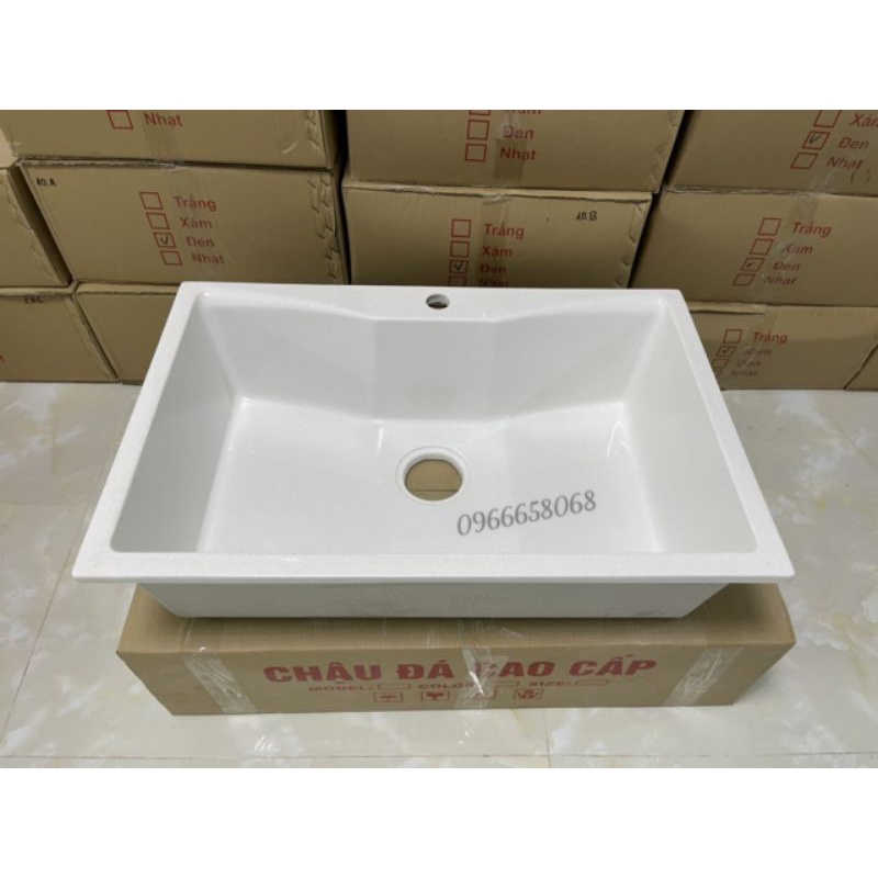 Chậu rửa chén đá nhân tạo trắng KT 73x47x20