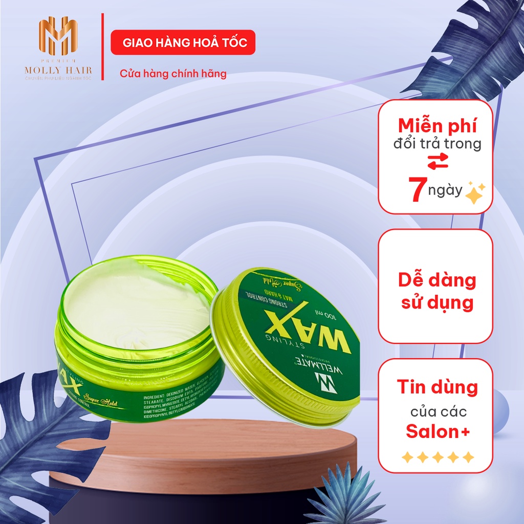 Wax tạo nếp tóc MollyHair thương hiệu Wellmate, giữ nếp 36h