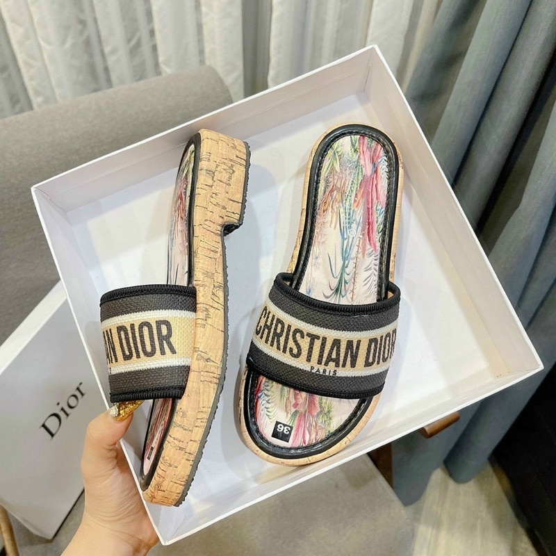 dép xuồng đế gỗ dior đế cao