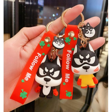 Móc khoá chó husky MKDT58 khoá dẹt ngựa thần hoa quả