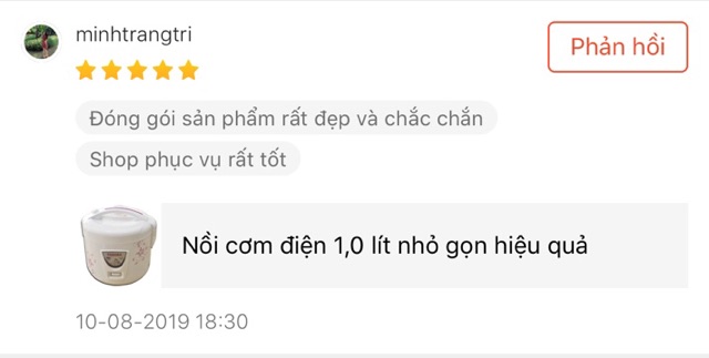 Nồi cơm điện 1,0 lít nhỏ gọn hiệu quả