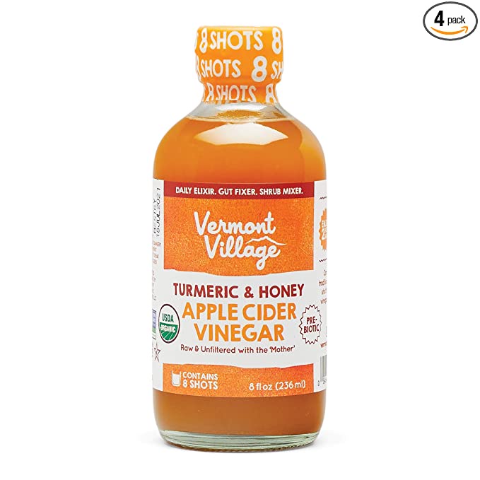 GIẤM TÁO - NGHỆ - MẬT ONG ORGANIC Vermont Village Apple Cider Sipping Vinegar, Turmeric &amp; Honey, 236ml (8oz)