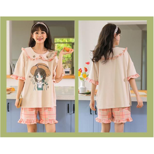 Bộ Mặc Nhà, Bộ Ngủ Cotton - Cá Tính, Phong Cách Hàn Quốc - Hàng Hót Mã A175 | BigBuy360 - bigbuy360.vn