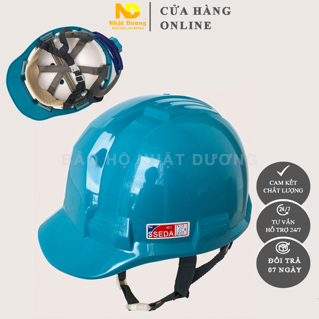 Mũ bảo hộ lao động khóa vặn màu xanh biển HPS4 có lót xốp chống nóng, Nón bảo hộ lao động Nhật Dương