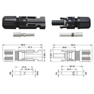 Đầu nối pin mặt trời MC4 - 4T