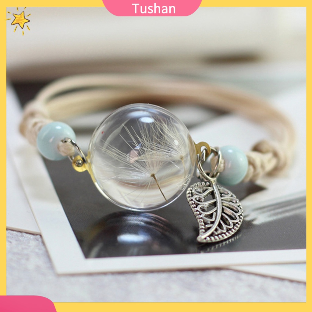 Vòng tay mặt hoa bồ công anh khô thời trang