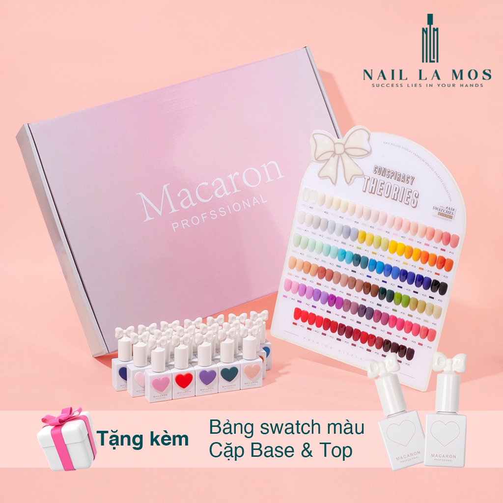 Set sơn gel Macaron chính hãng 58 màu - Sơn móng tay làm nail Hàn Quốc, chất gel đậm đặc