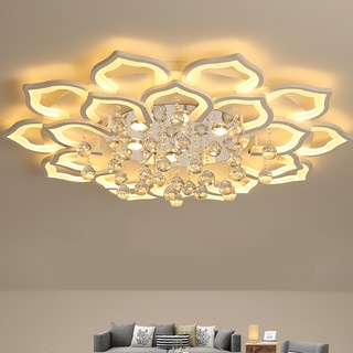 Đèn Ốp Trần, Đèn Led Trần 20 cánh Sen Trang Trí Phòng Khách 3 Chế Động Ánh Sáng Kèm Khiển Phân Tầng (BH 24 tháng)