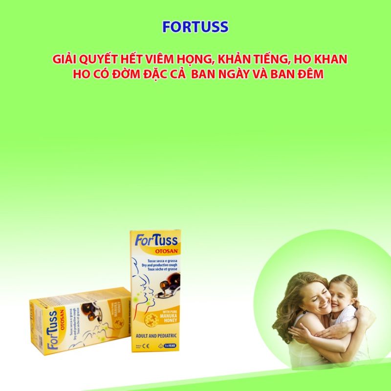Siro ho FORTUSS OTOSAN_Nhập khẩu chính hãng Italy_Giảm ho tiêu đờm dịu họng