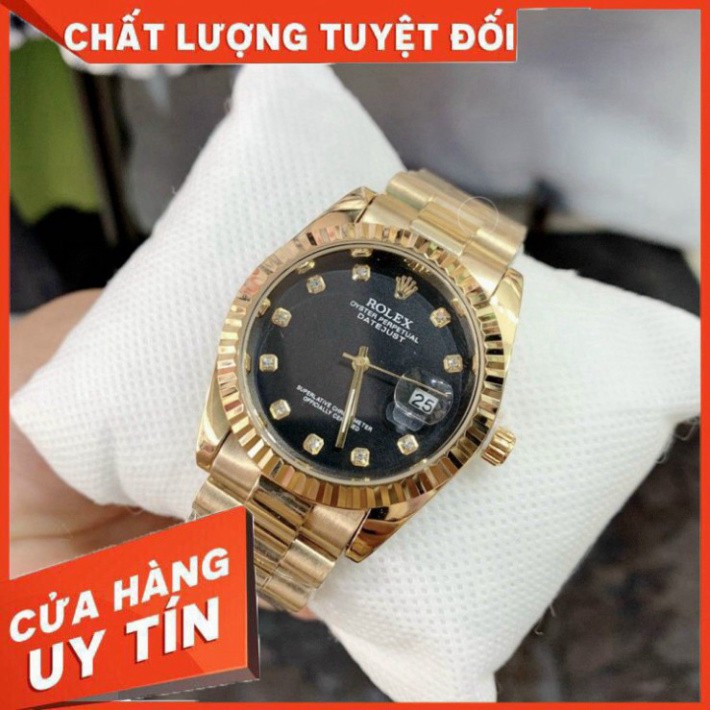 (Rolex.viền trơn) Đồng hồ Nam Rolex156 dây đặc nguyên khối, mạ không rỉ, dây full vàng - Donho.rolex