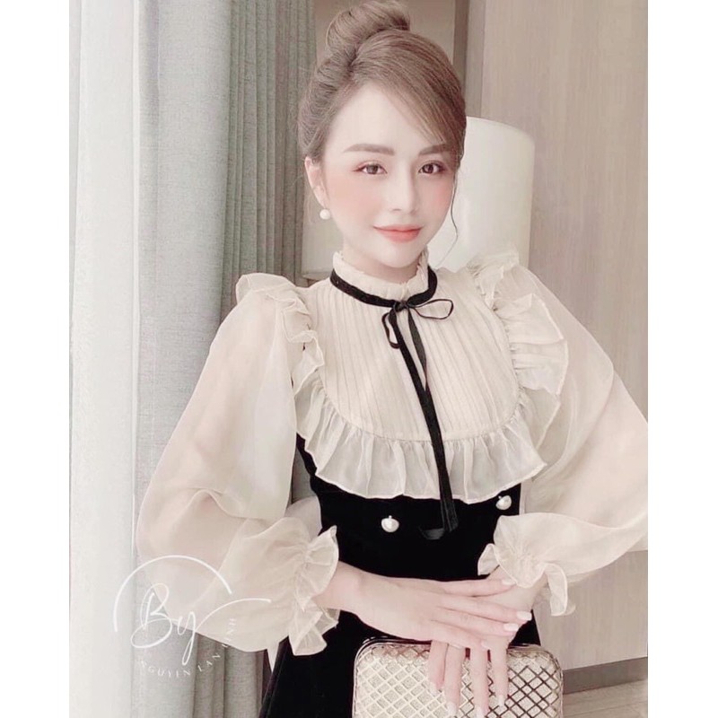 Váy Umi pha voan nơ 2 hàng cúc tiểu thư 👸🏻👸🏻👸🏻 | BigBuy360 - bigbuy360.vn